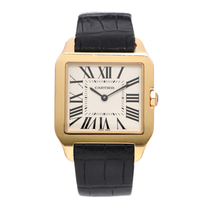 Cartier 18K Yellow Gold Alligator 35mm Santos Dumont Manual Winding Watch 1 of 4