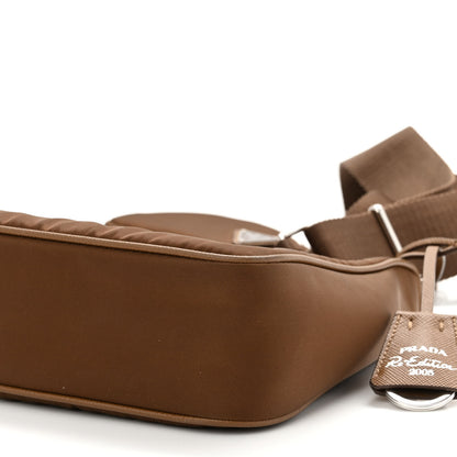 Prada Tessuto Nylon Saffiano Re-Edition 2005 Shoulder Bag Cacao 9 of 11