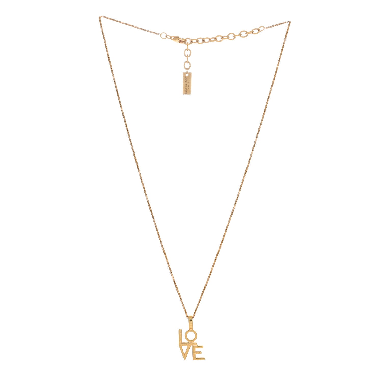Saint Laurent Metal LOVE Pendant Necklace Gold 2 of 4