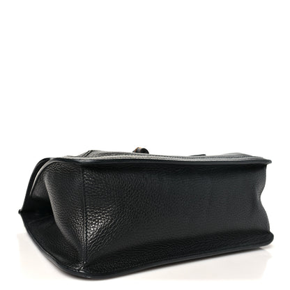 Gucci Pebbled Calfskin Medium Bamboo Daily Flap Shoulder Bag Black 4 of 12