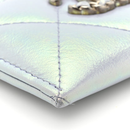 Chanel Iridescent Calfskin Quilted Chanel 19 Card Holder Light Purple 13 of 16