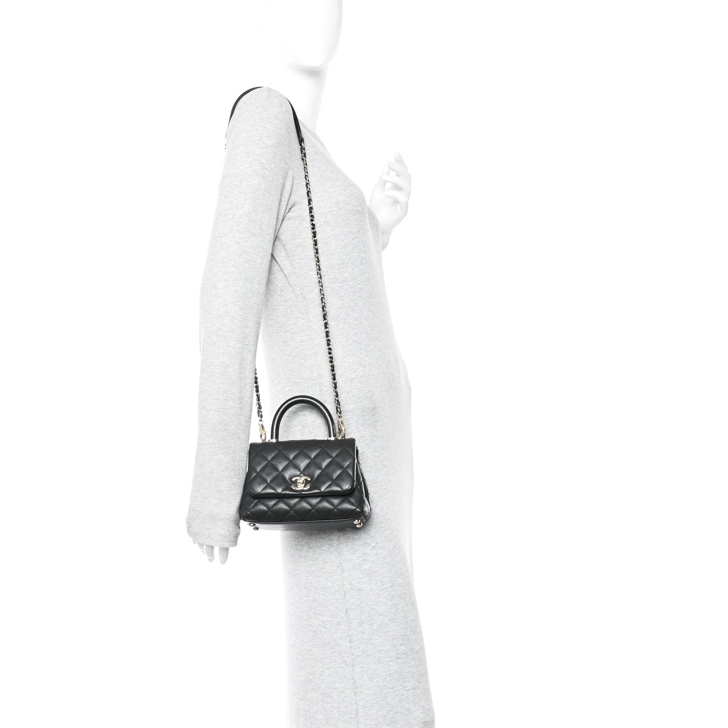 Caviar Quilted Extra Mini Coco Handle Flap Black