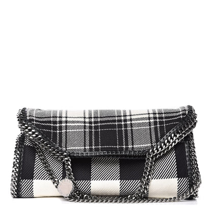 Stella McCartney Wool Plaid Falabella Fold Over Tote Black 1 of 8