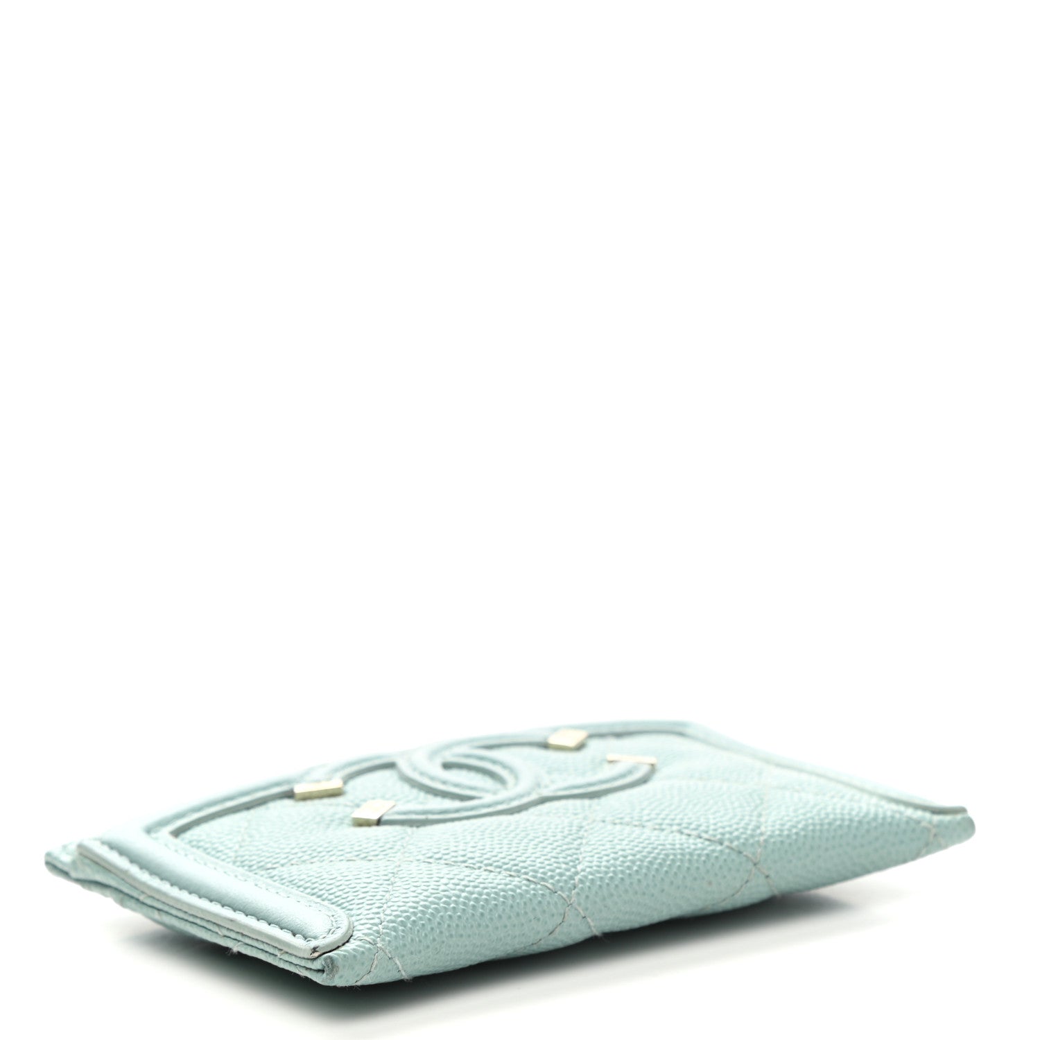 Chanel Caviar Quilted Filigree Card Holder Light Blue 4 of 10