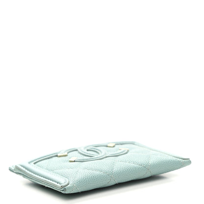 Chanel Caviar Quilted Filigree Card Holder Light Blue 4 of 10