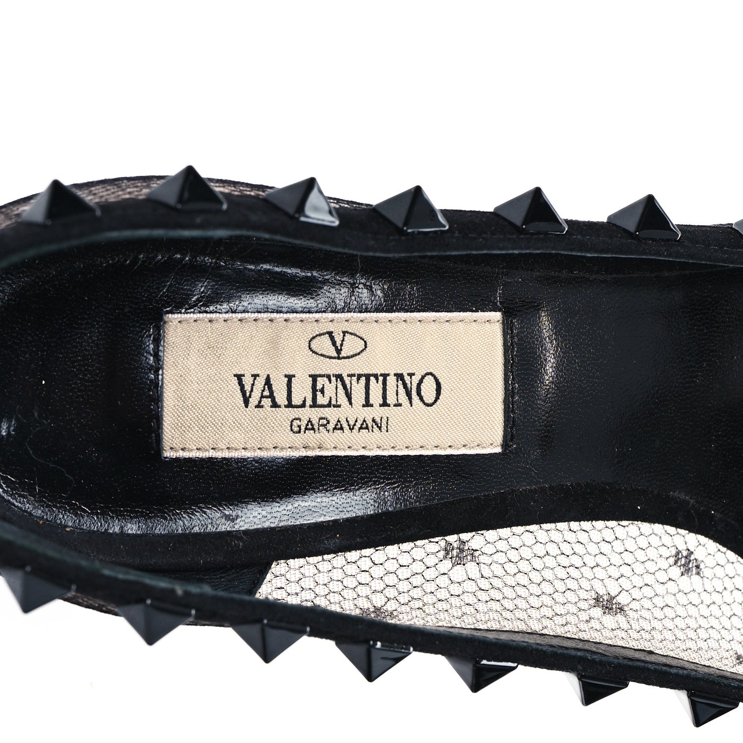 Valentino Garavani Mesh Point d'Esprit Calfskin Rockstud 85mm Pumps 36 Black 8 of 9