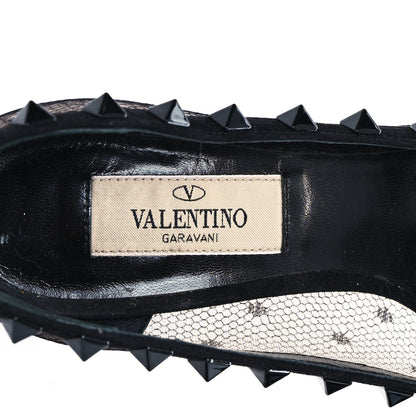 Valentino Garavani Mesh Point d'Esprit Calfskin Rockstud 85mm Pumps 36 Black 8 of 9