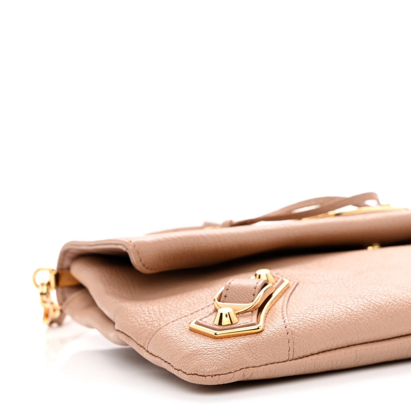 Chevre Gold Metallic Edge Hardware Envelope Clutch Rose Des Sables