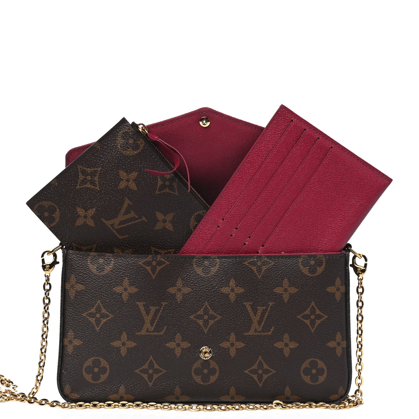 Monogram Pochette Felicie Chain Wallet Fuchsia