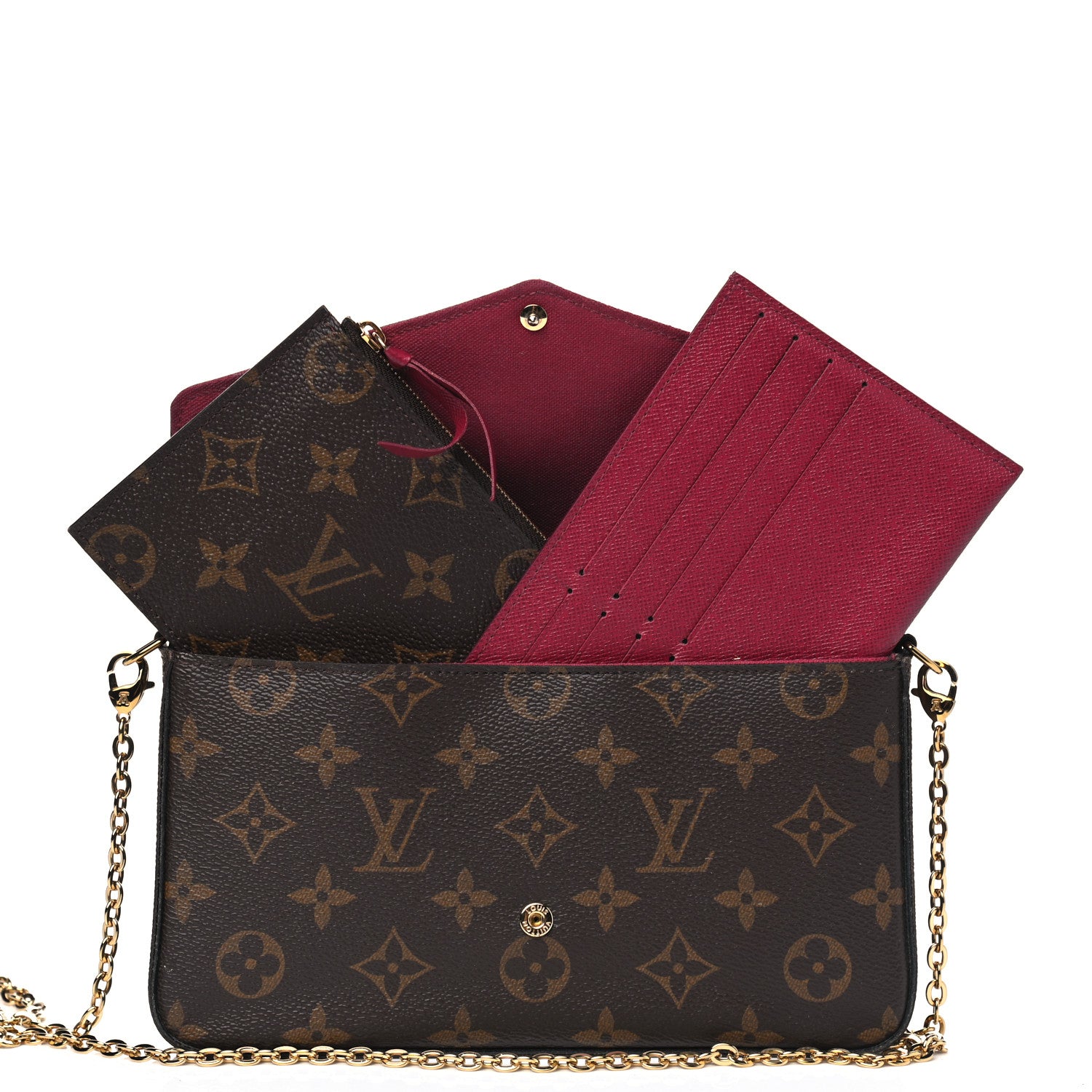 Louis Vuitton Monogram Pochette Felicie Chain Wallet Fuchsia 11 of 11