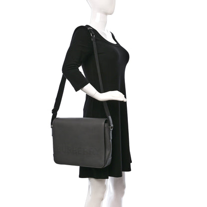 Burberry Grainy Calfskin Embossed Bruno Messenger Charcoal Grey 2 of 8