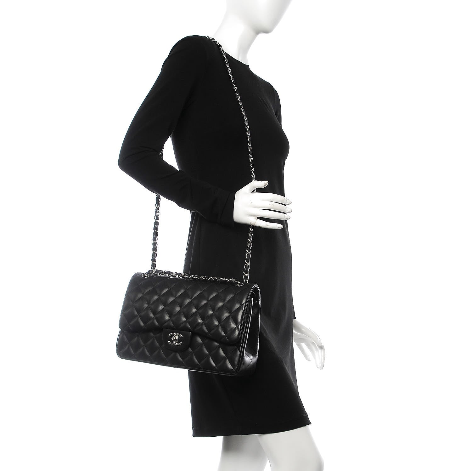 Chanel Lambskin Quilted Jumbo Double Flap Black 2 of 10