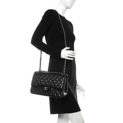 Chanel Lambskin Quilted Jumbo Double Flap Black 2 of 10