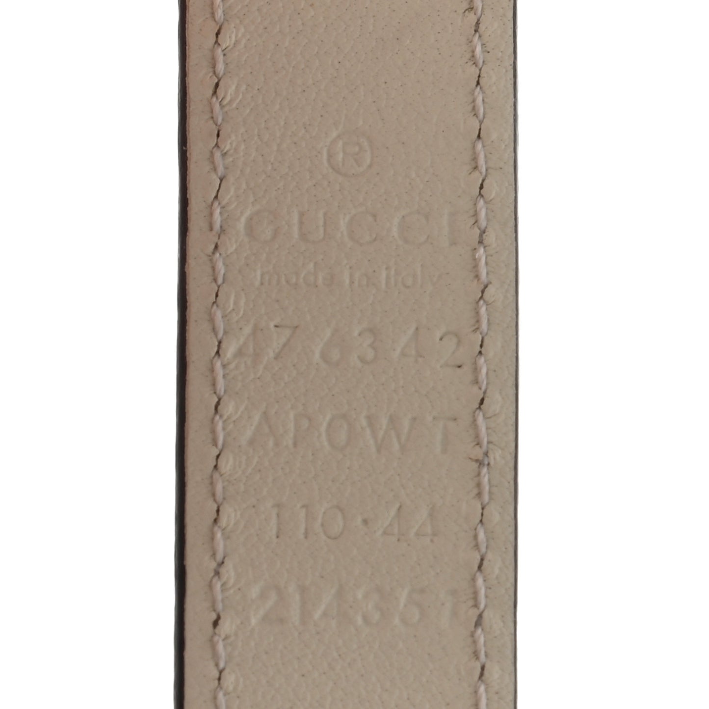 Calfskin Pearl Double G 20mm Belt 110 44 Ivory