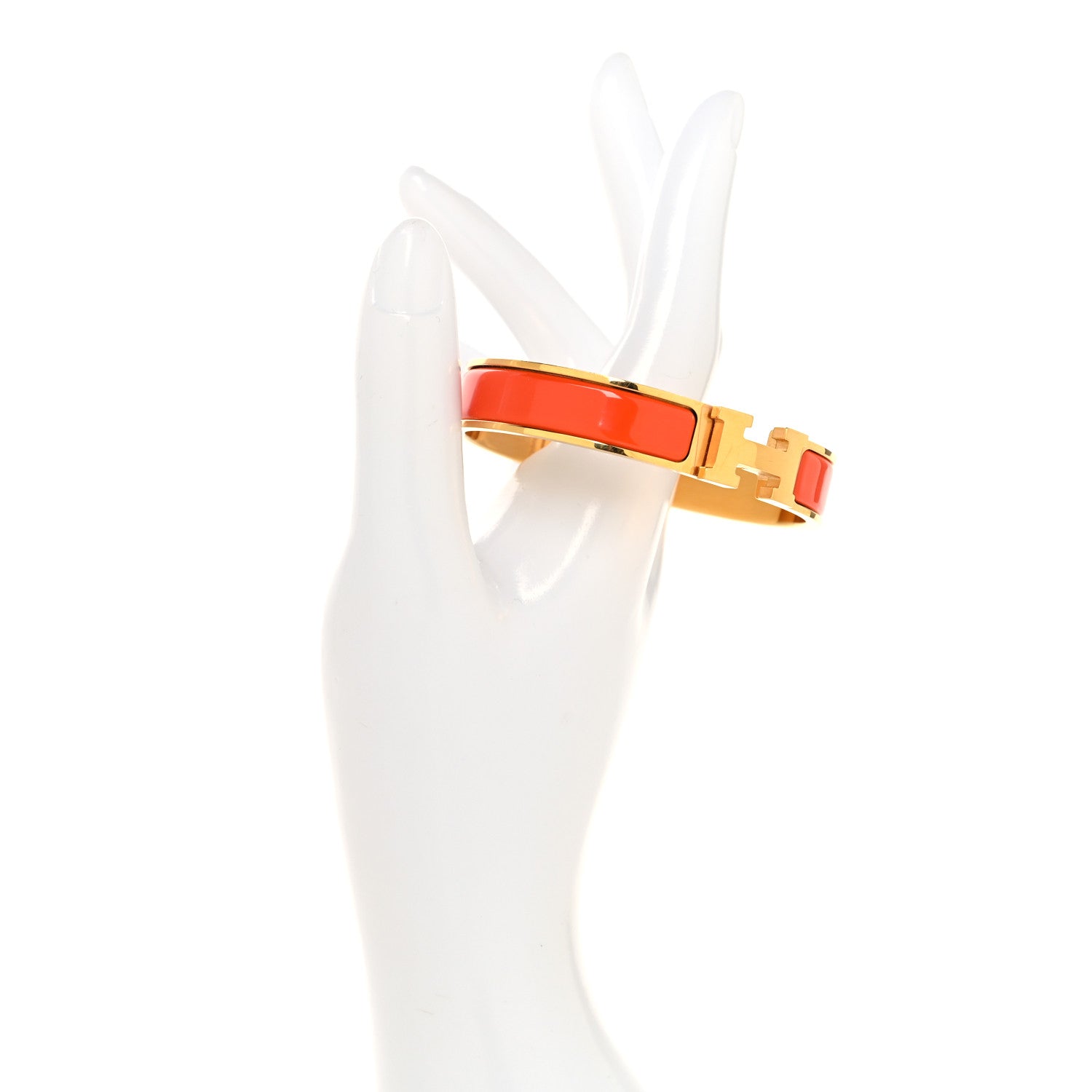 Hermes Enamel Narrow Clic Clac H Bracelet GM Orange Fruite 2 of 5