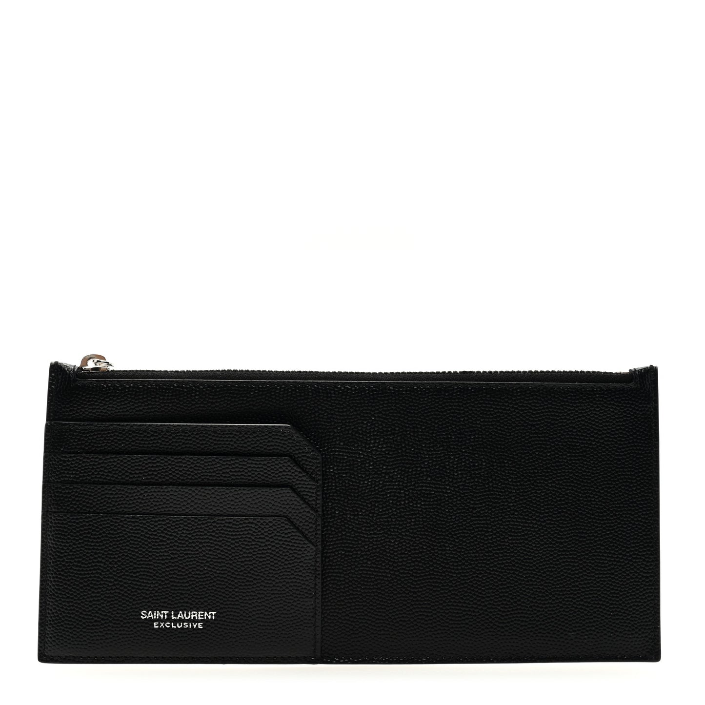 Grained Calfskin Zip Pouch Tech Card Holder Black