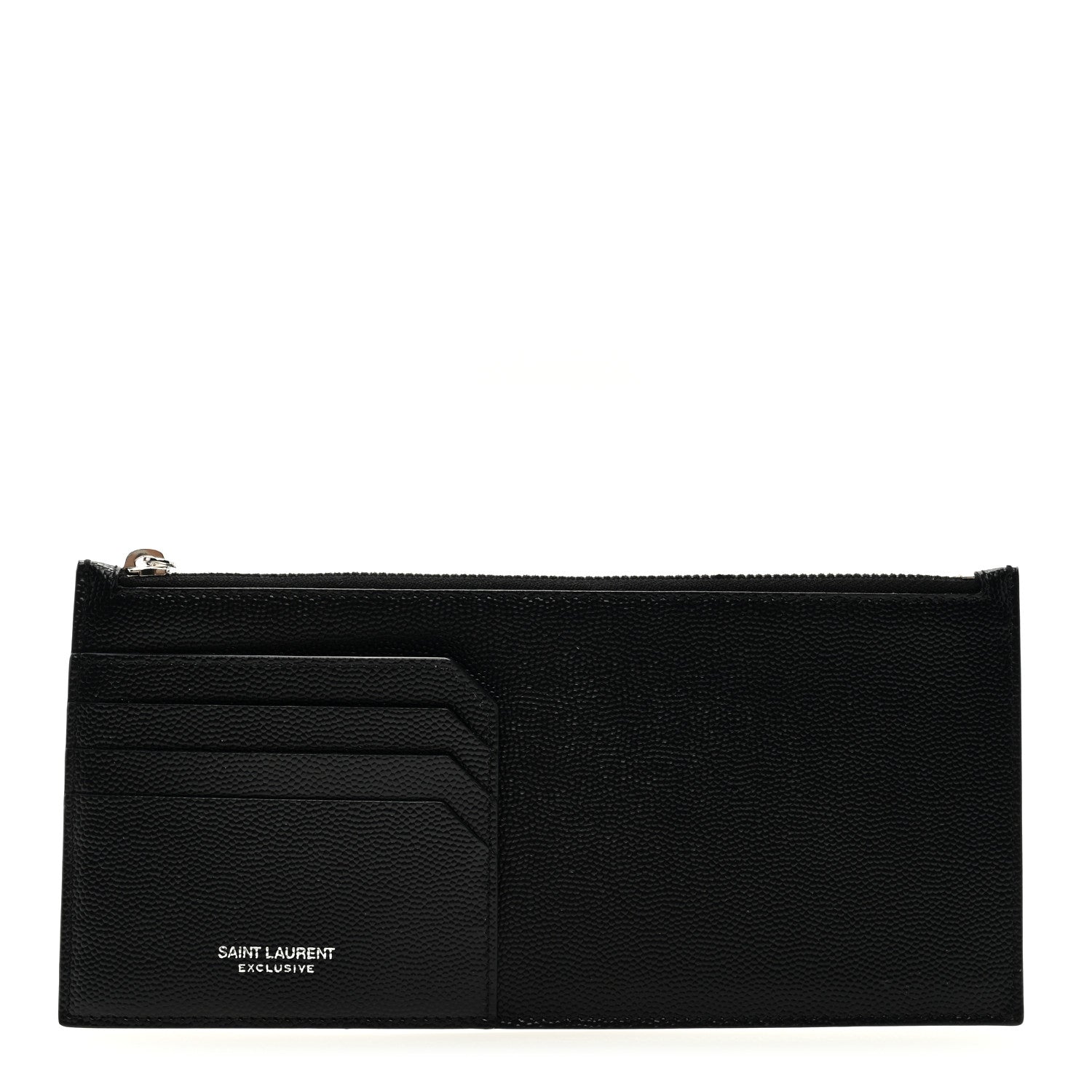 Saint Laurent Grained Calfskin Zip Pouch Tech Card Holder Black 1 of 6