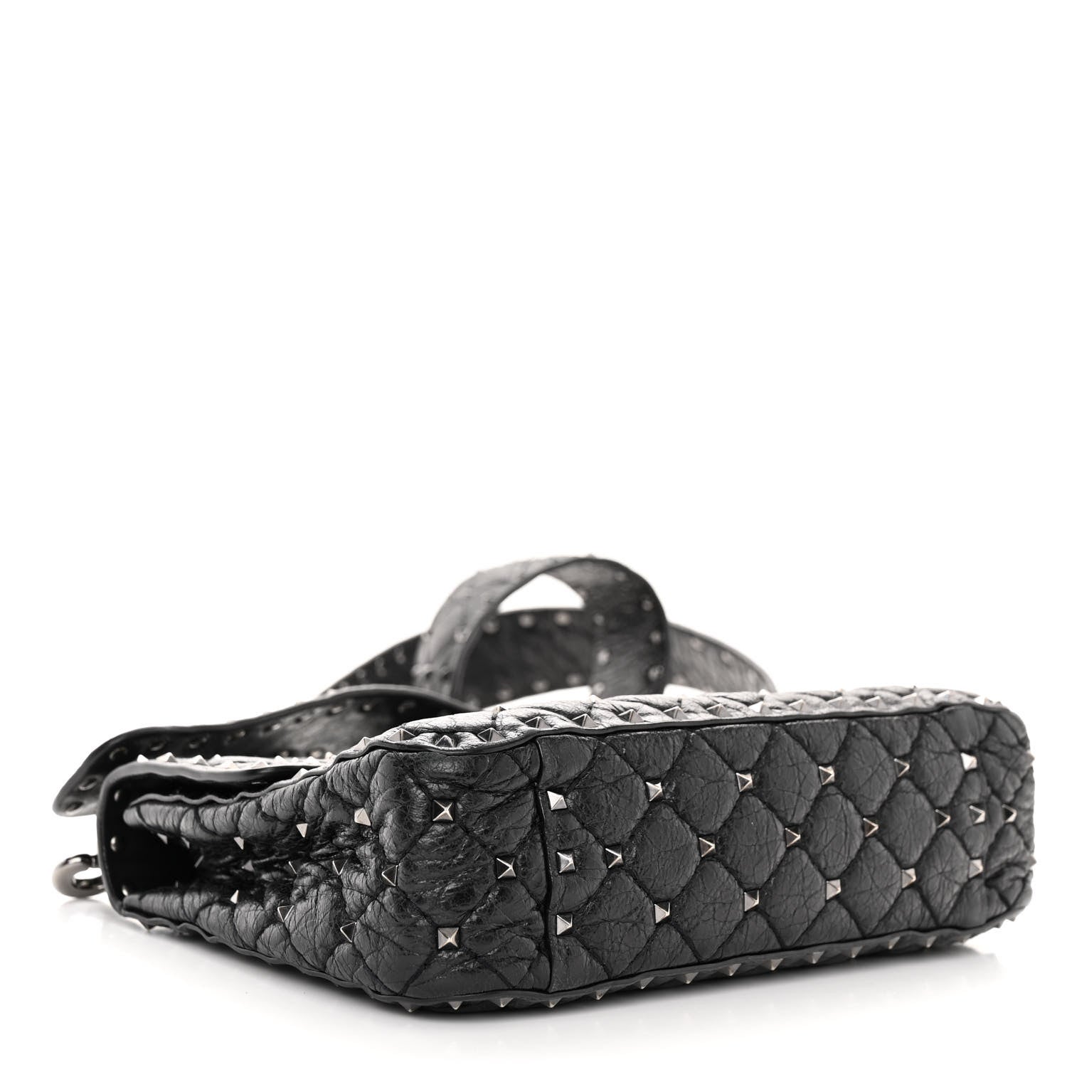 Valentino Garavani Craquele Nappa Medium Rockstud Spike Shoulder Bag Black 4 of 9