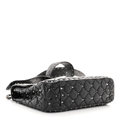 Valentino Garavani Craquele Nappa Medium Rockstud Spike Shoulder Bag Black 4 of 9