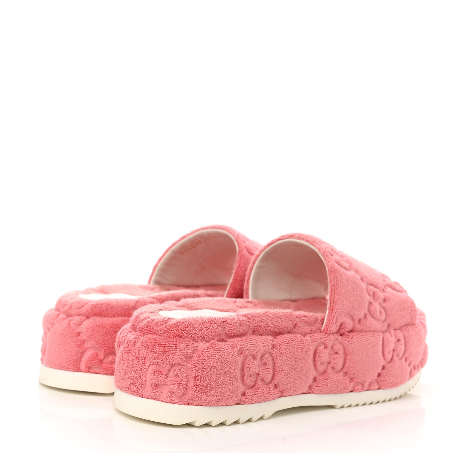 Gucci Terry Cloth GG Monogram Angelina Platform 55mm Slide Sandals 37.5 Wild Rose 4 of 9
