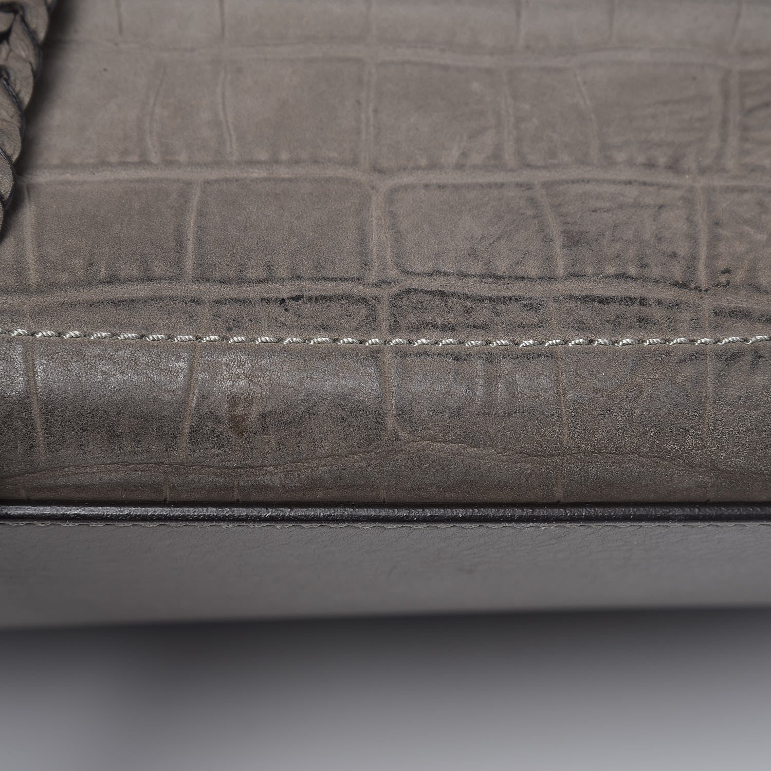 Celine Crocodile Embossed Nubuck Medium Phantom Luggage Grey 9 of 16