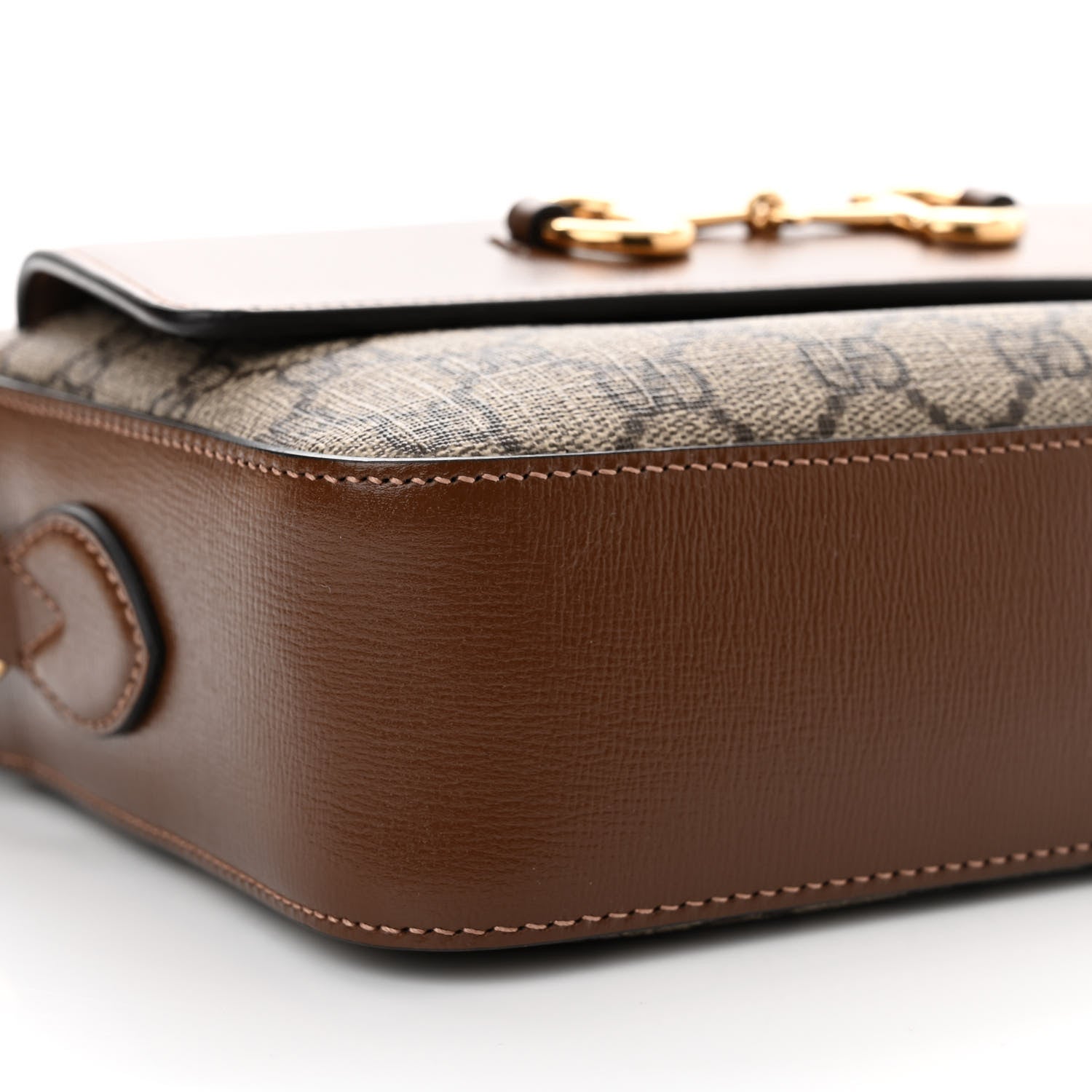 Gucci GG Supreme Monogram Small Horsebit 1955 Shoulder Bag Beige Brown Sugar 9 of 13