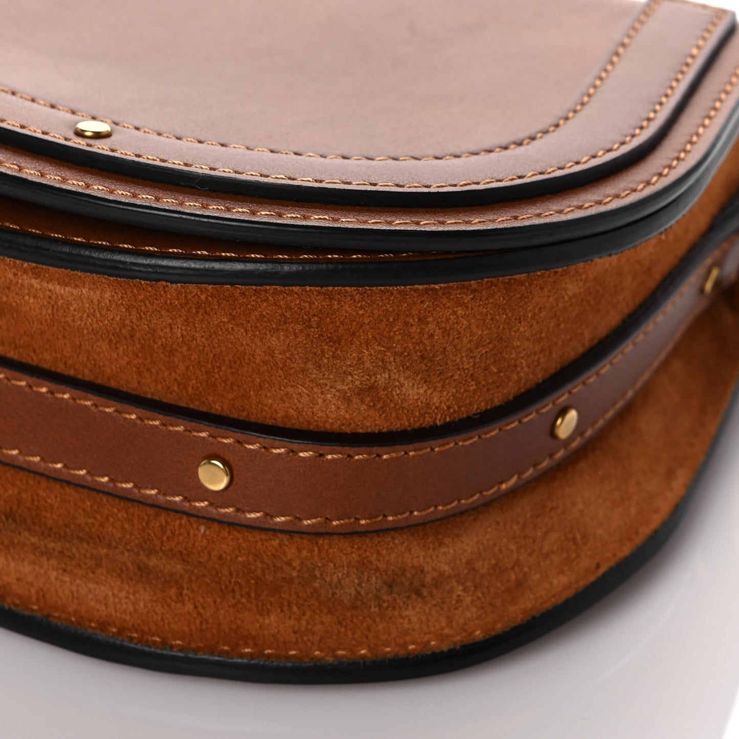 Calfskin Suede Small Nile Bracelet Bag Caramel