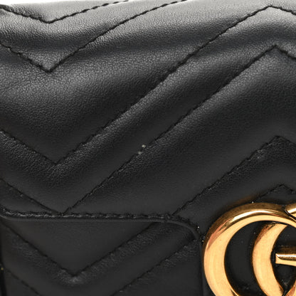 Gucci Calfskin Matelasse Super Mini GG Marmont Shoulder Bag Black 11 of 13