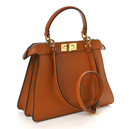 Fendi Vitello Seta Shiny Nappa Medium Peekaboo I SEE U Satchel Brandy Light Rose 3 of 9