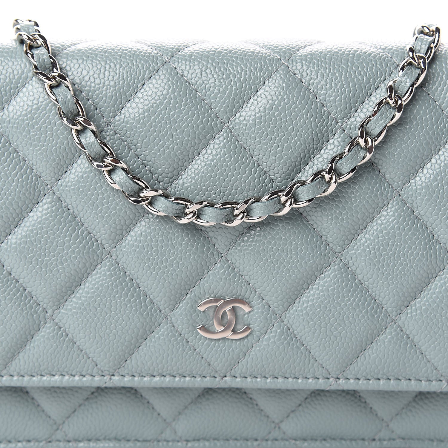 Chanel Caviar Quilted Wallet On Chain WOC Light Blue 11 of 12