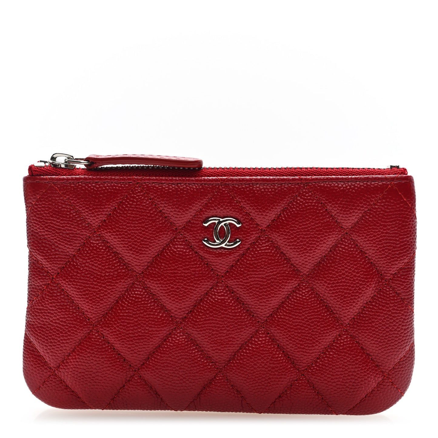 Caviar Quilted Small Cosmetic Case Red