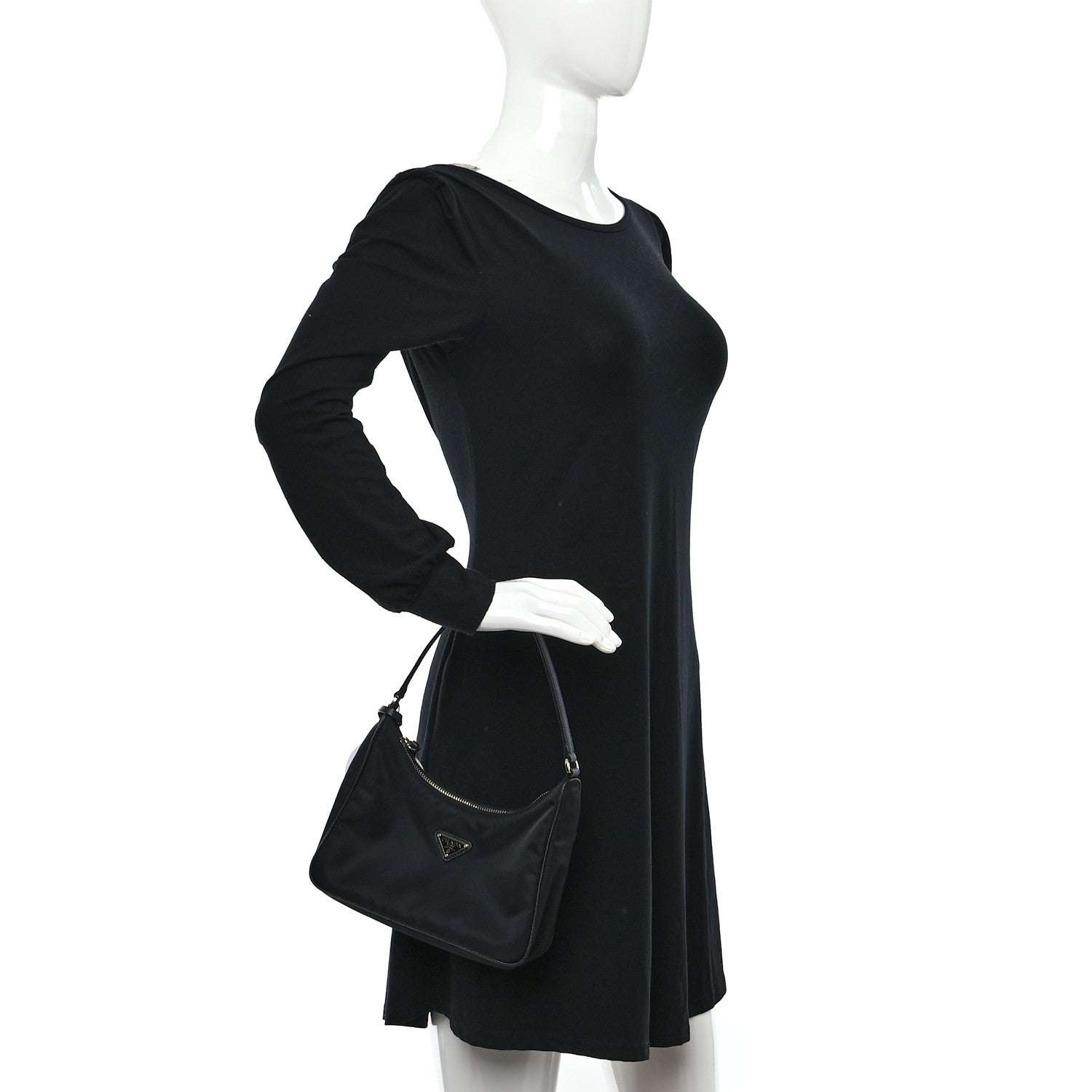 Prada Tessuto Nylon Saffiano Mini Re-Edition 2005 Bag Black 2 of 9