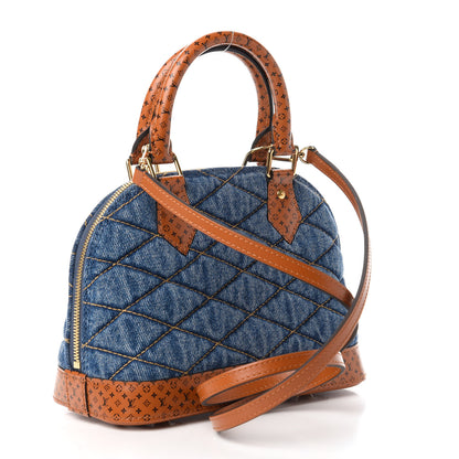Louis Vuitton Denim Calfskin Reverse Monogram Malletage Alma BB Blue 3 of 10