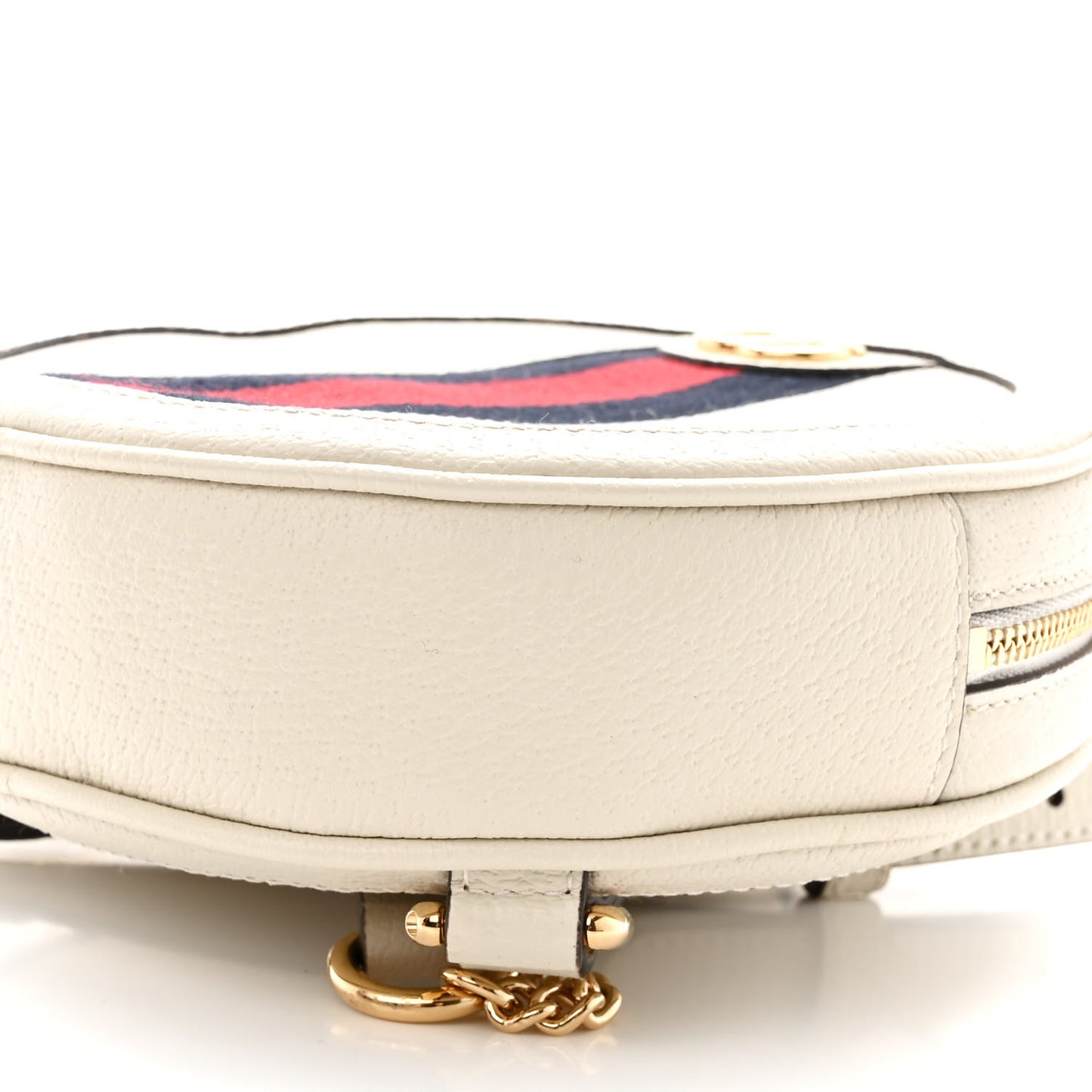 Textured Calfskin Web Mini Ophidia Round Backpack Mystic White