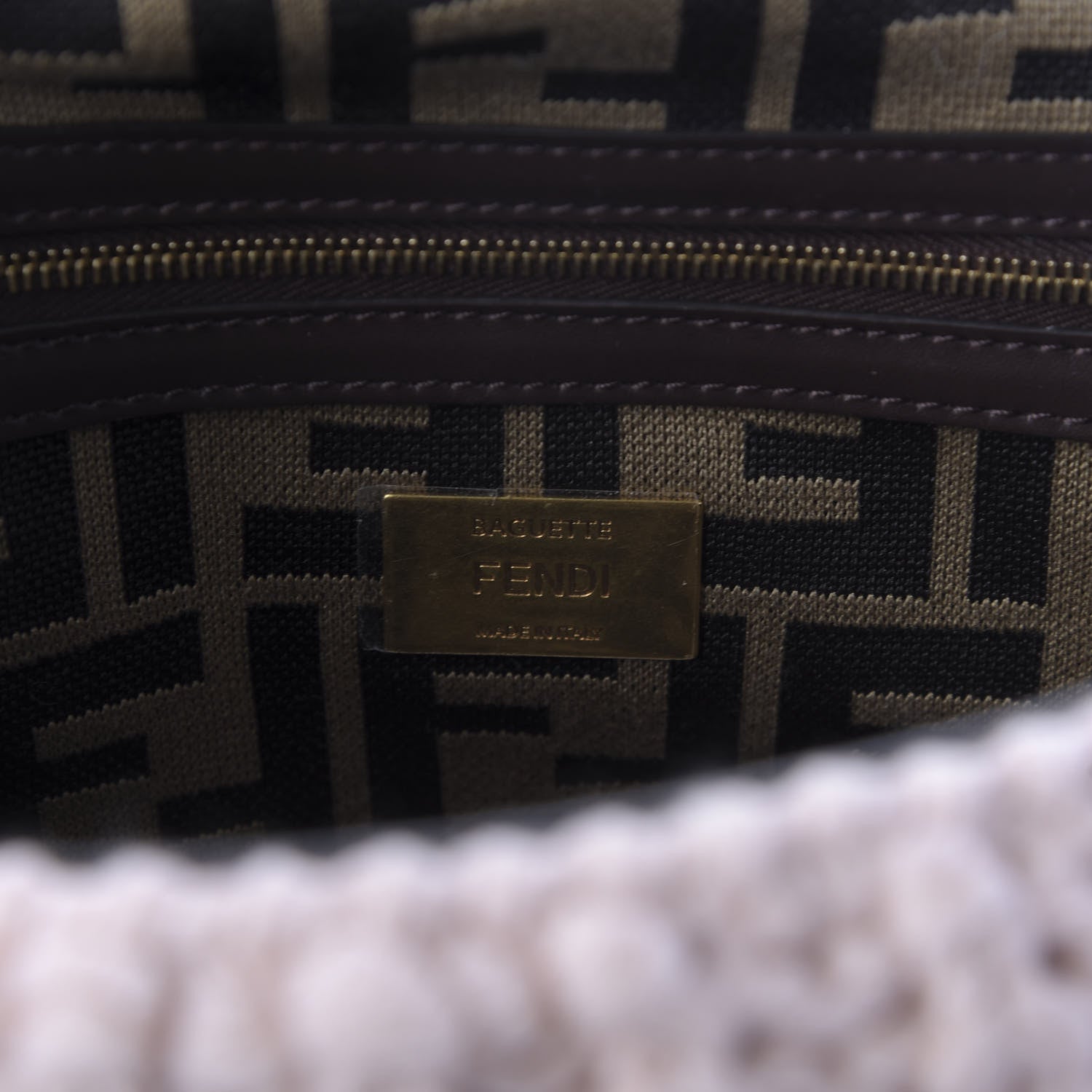 Fendi Wool Vitello Seta Woven Fringe Baguette Rosa Quarzo Ebano 9 of 10