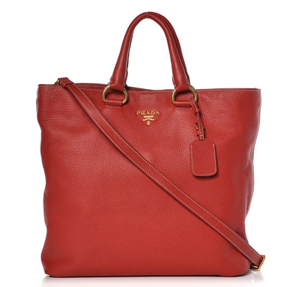 Prada Vitello Daino Tote Rosso 1 of 9