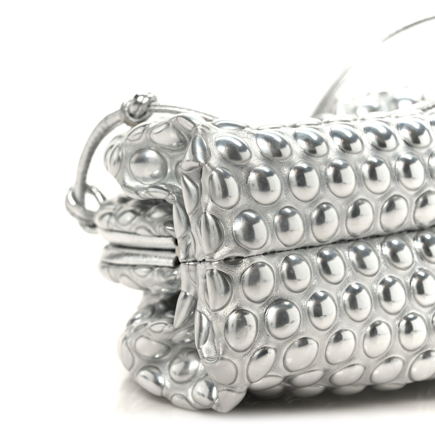 Bottega Veneta Metallic Fabric Bubble Wrap The Mini Pouch Silver 8 of 9