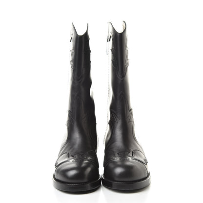 Chanel Calfskin Embroidered Western Boots 35 Black 2 of 8