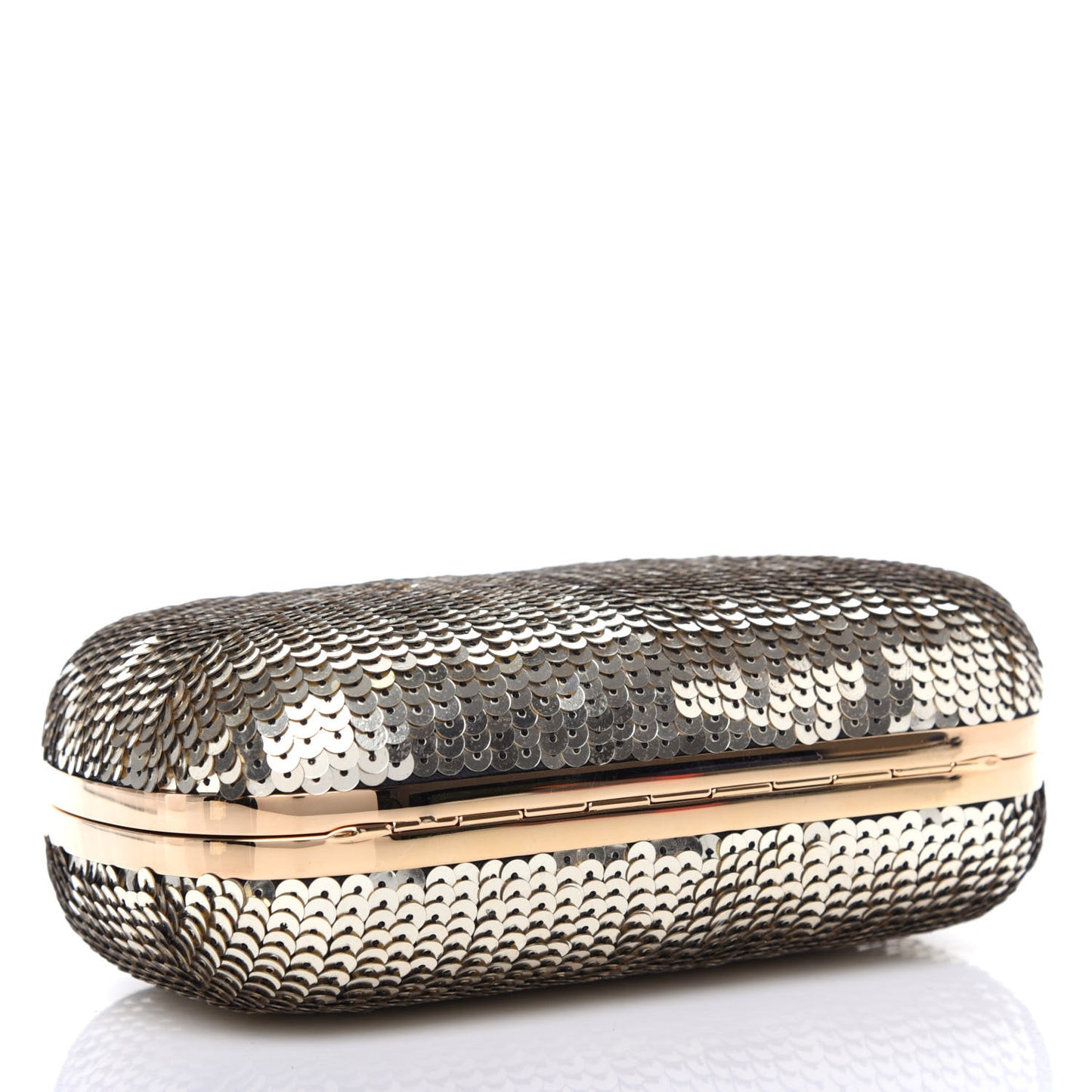 Sequin Skull Box Clutch Metallic