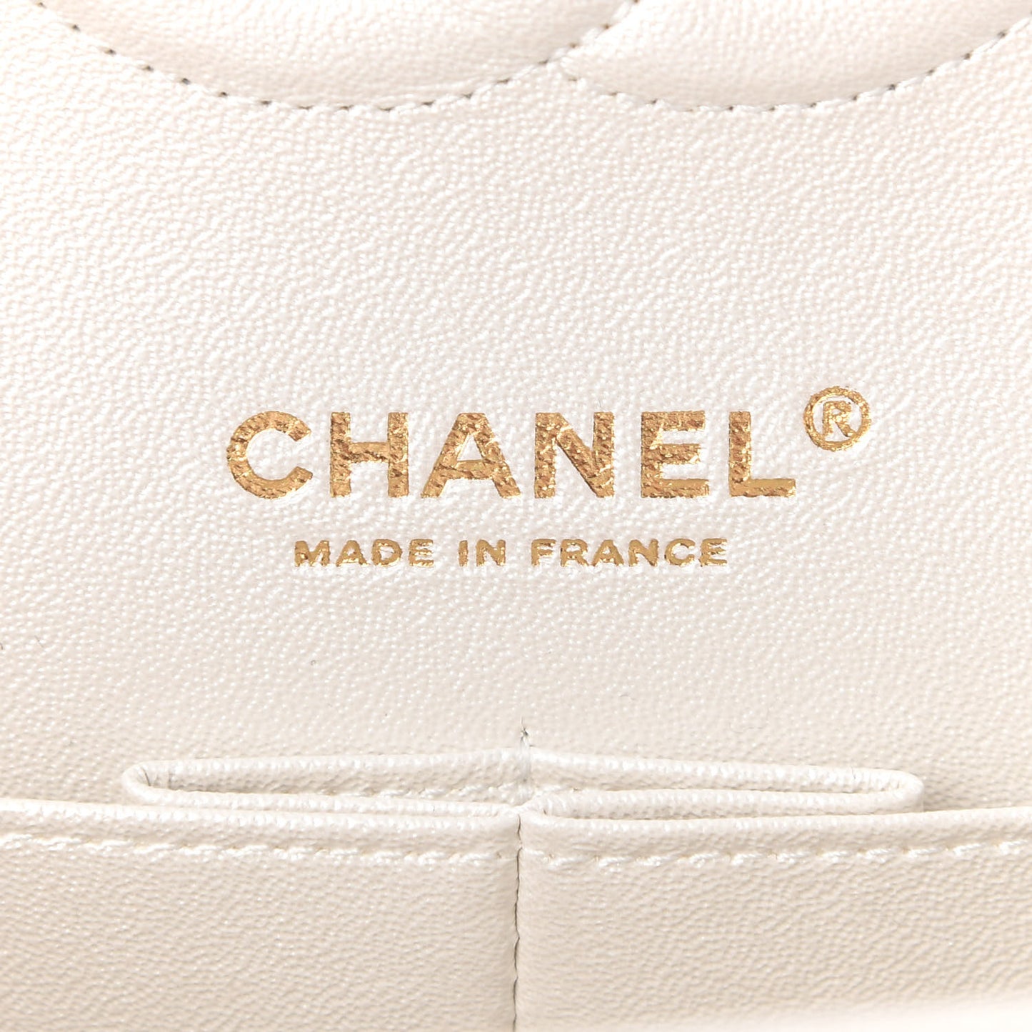 Iridescent Calfskin Quilted Medium Double Flap White