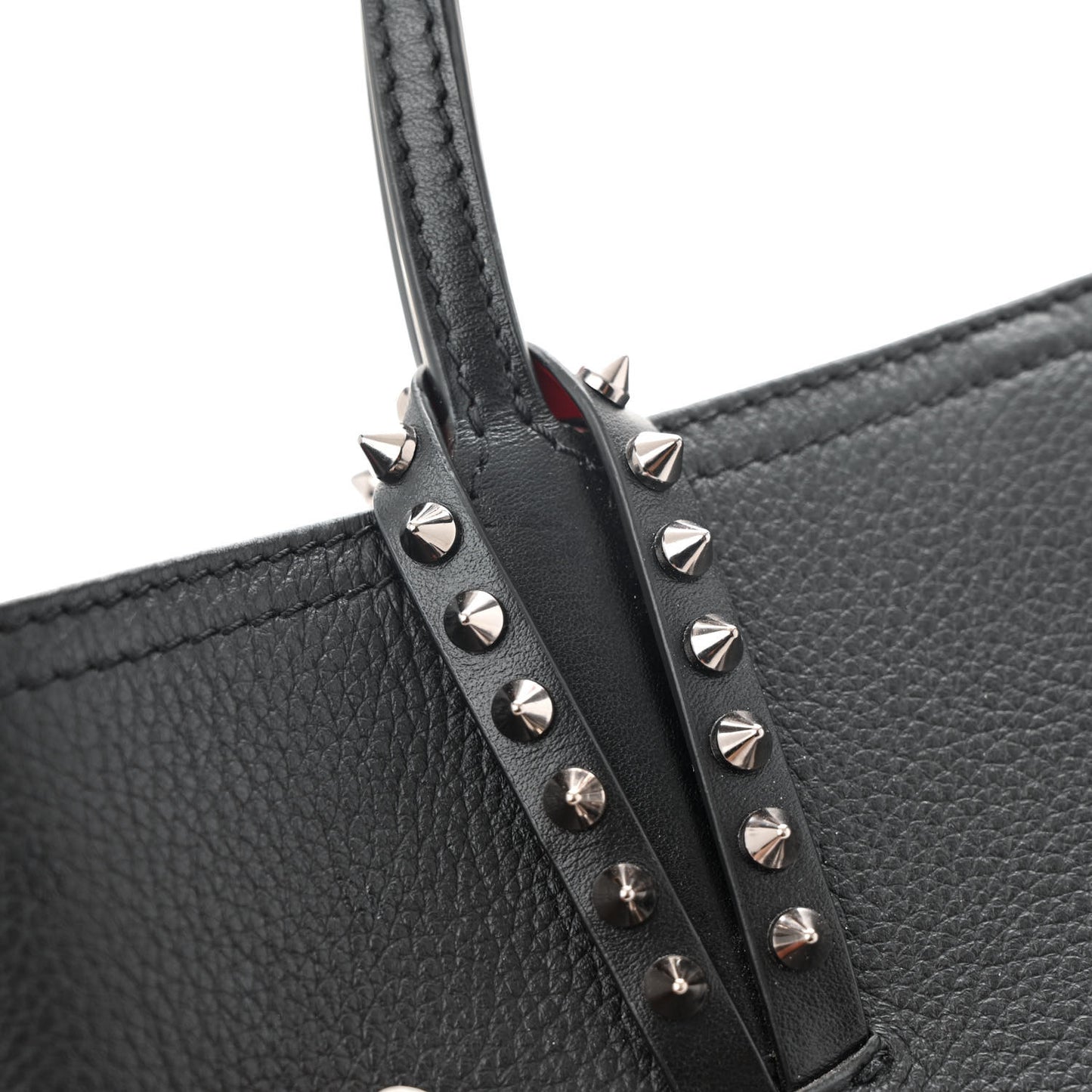 Calfskin Empire Spiked Mini East West Cabata Shopper Tote Black