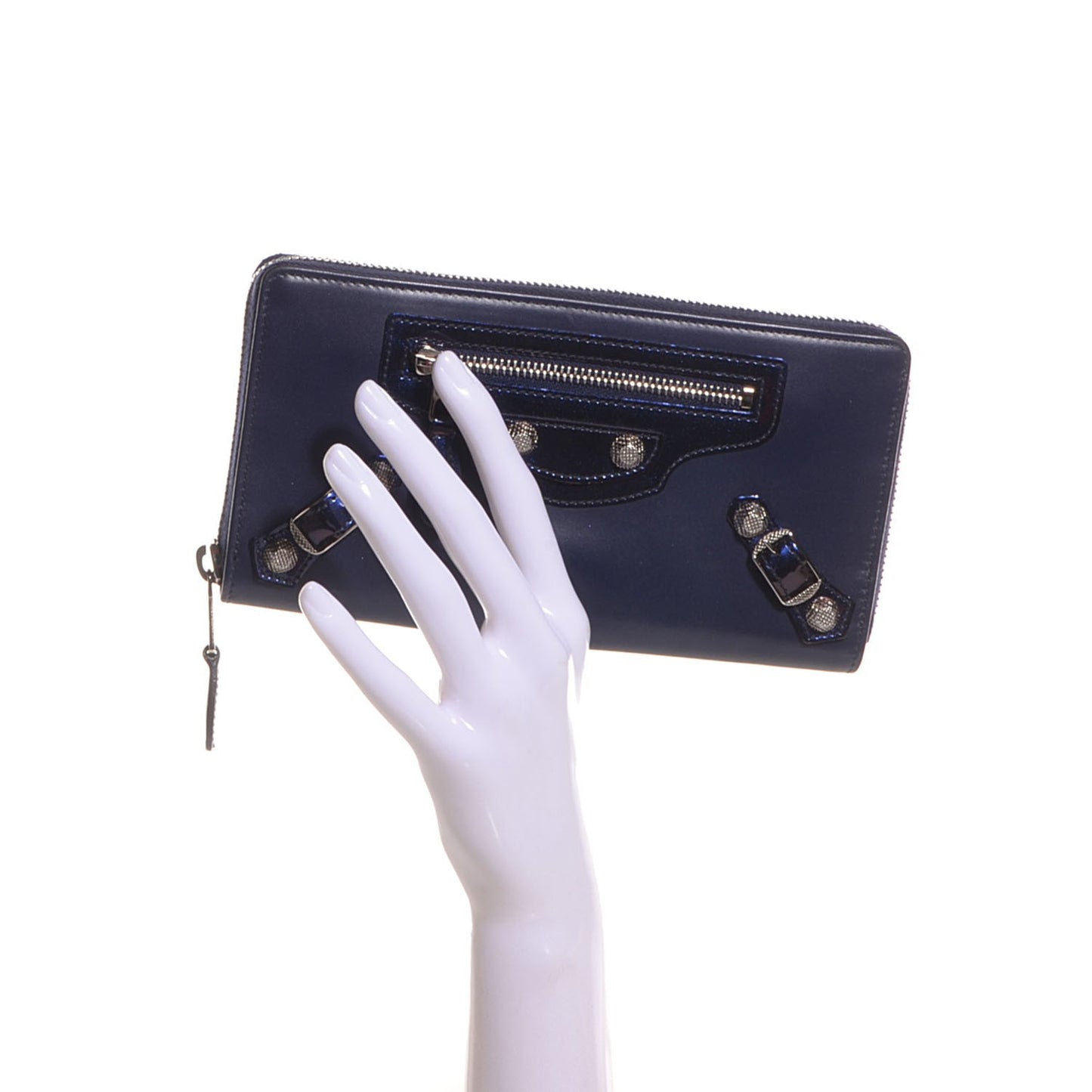 Smooth Calfskin Metallic Patent Giant 12 Silver Hardware Continental Zip Around Wallet Ultraviolet