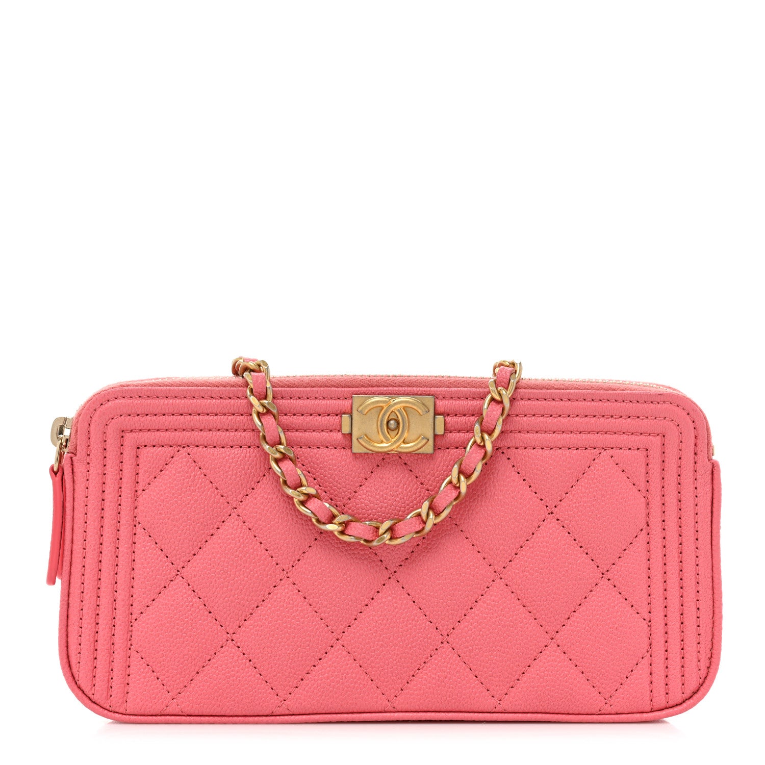 Chanel Caviar Quilted Small Boy Clutch With Chain Pink 1 of 14