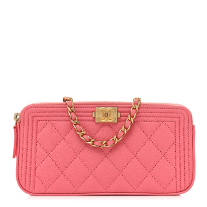 Chanel Caviar Quilted Small Boy Clutch With Chain Pink 1 of 14