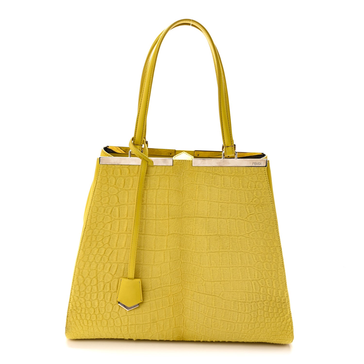 Fendi Vitello Calf Hair Crocodile Embossed Large 3Jours Tote Sunflower Cedro 1 of 9