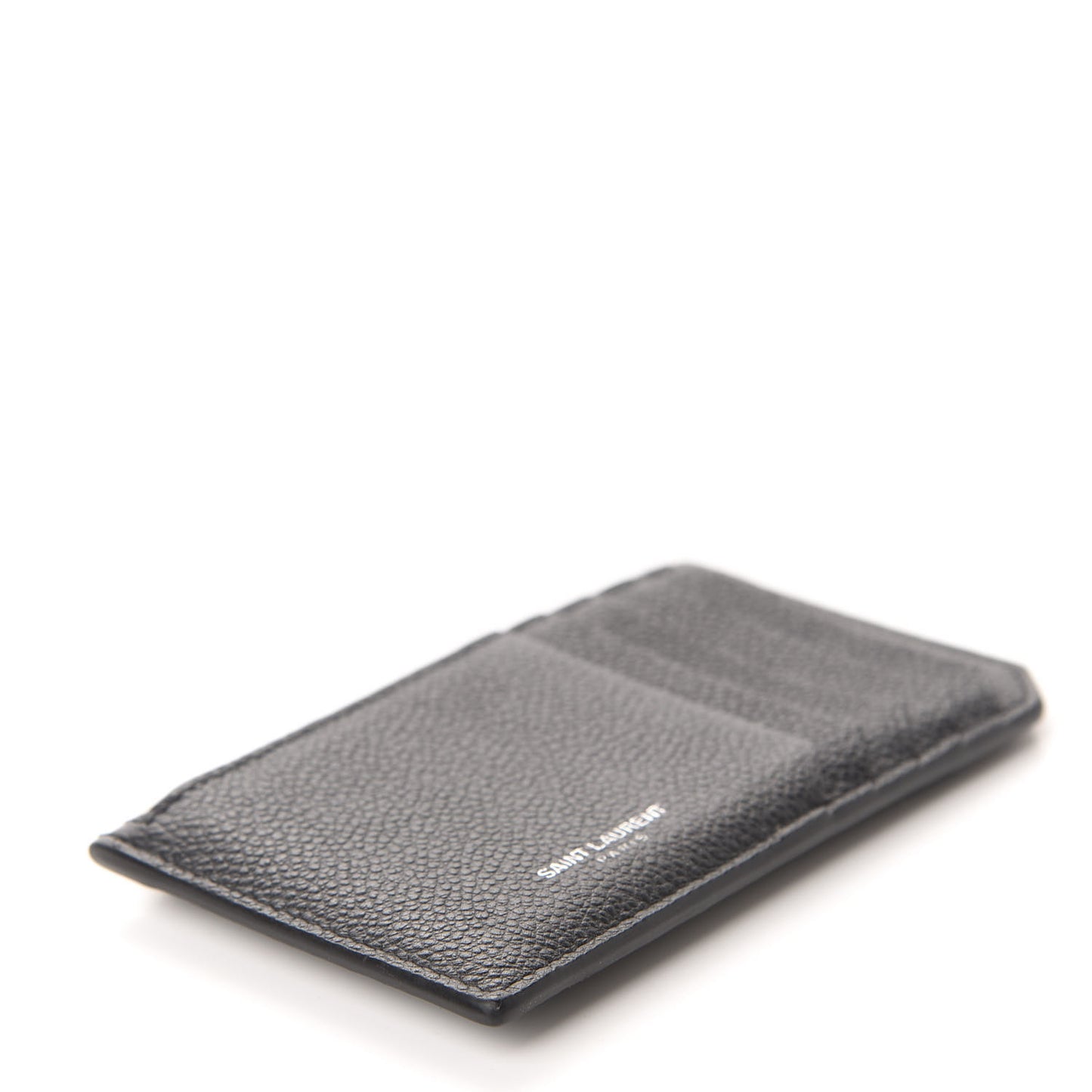 Grained Calfskin 5 Fragments Zip Pouch Card Holder Black