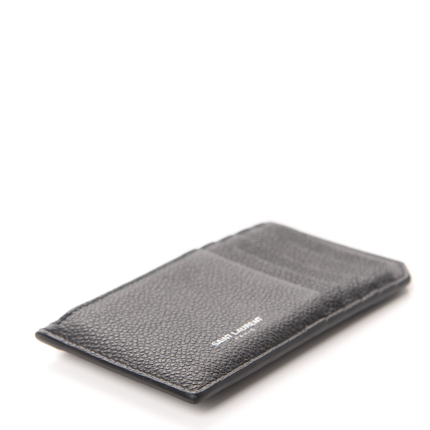 Saint Laurent Grained Calfskin 5 Fragments Zip Pouch Card Holder Black 4 of 8