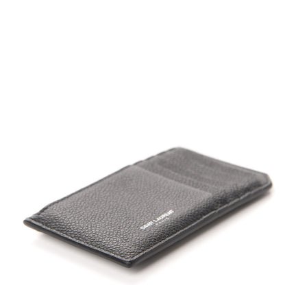 Saint Laurent Grained Calfskin 5 Fragments Zip Pouch Card Holder Black 4 of 8