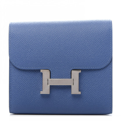Hermes Epsom Verso Constance Short Wallet Bleu Brighton Rouge Pivoine 1 of 9