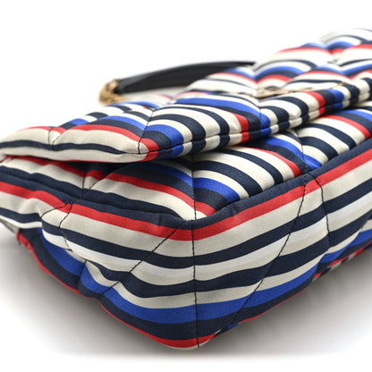 Saint Laurent Silk Striped Monogram Medium Jamie Blue Multicolor 8 of 9